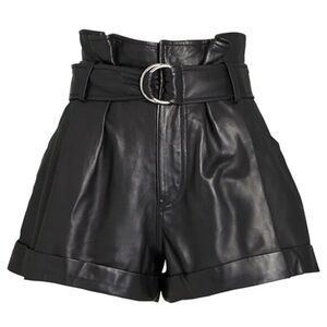 Marissa Webb Black High-Waisted Dixon Leather Shorts